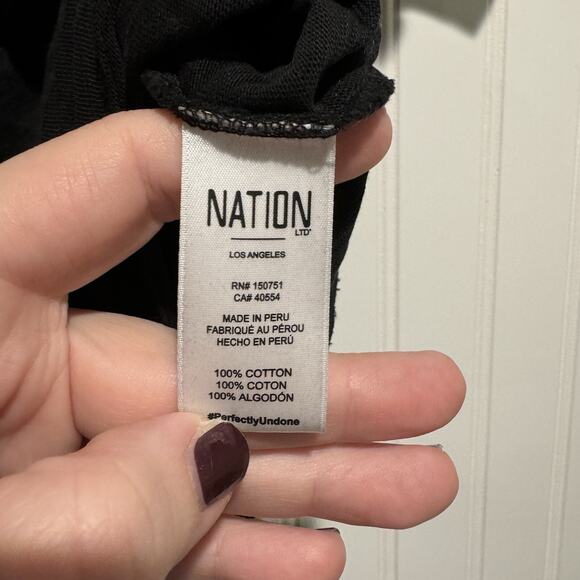 Nation LTD Ennis Work Shirt Black Snap Buttons Puff Sleeves Size XS - Picture 6 of 7